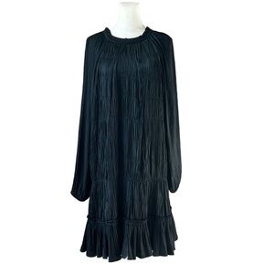 Anthropologie Maeve  Black Plisse Mini Dress